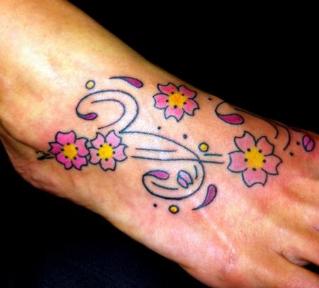Tattoos - cherry blossoms ans swirls - 76840